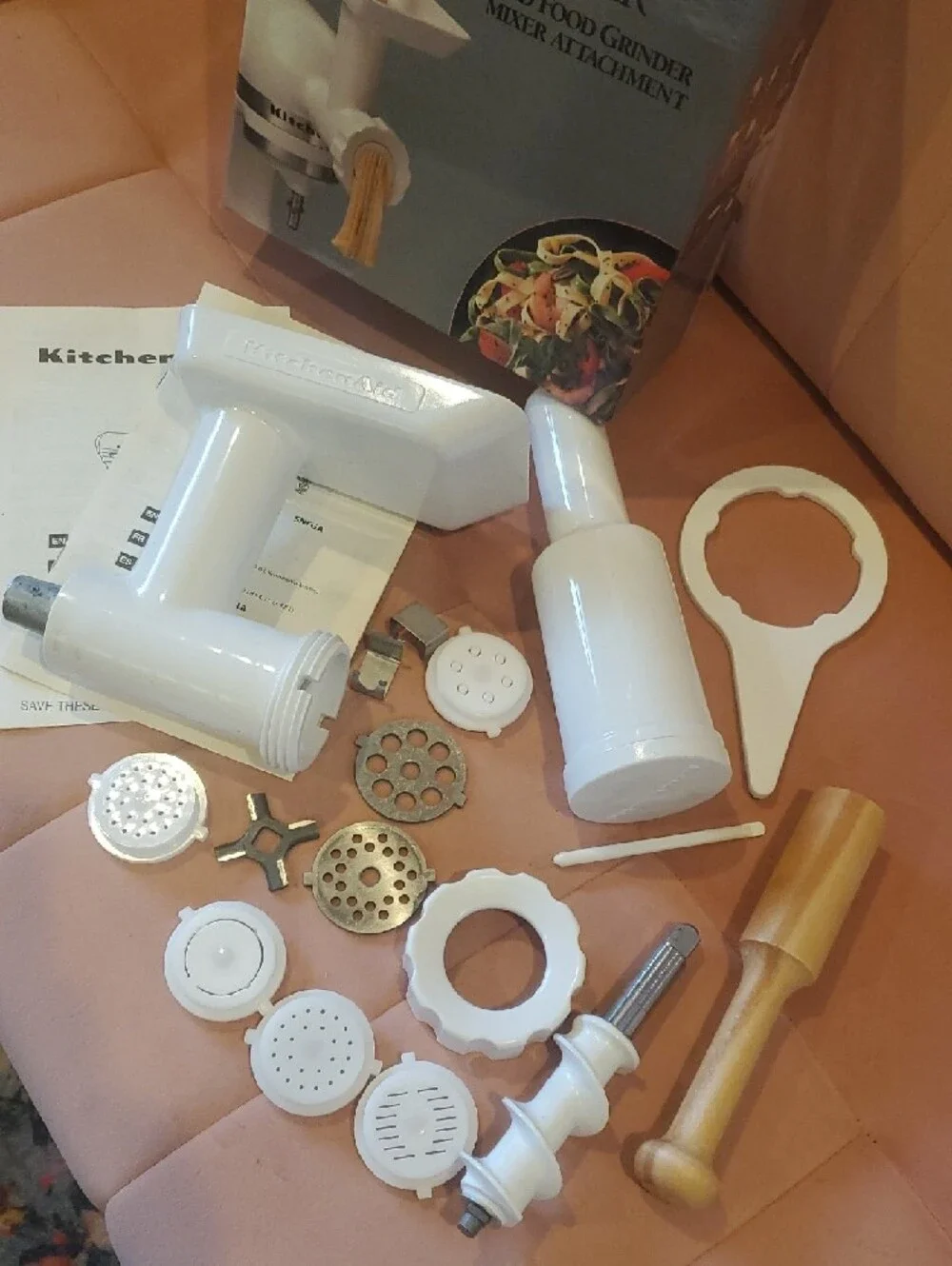 KitchenAid White and Red Pasta Maker & Food Grinder Attachment